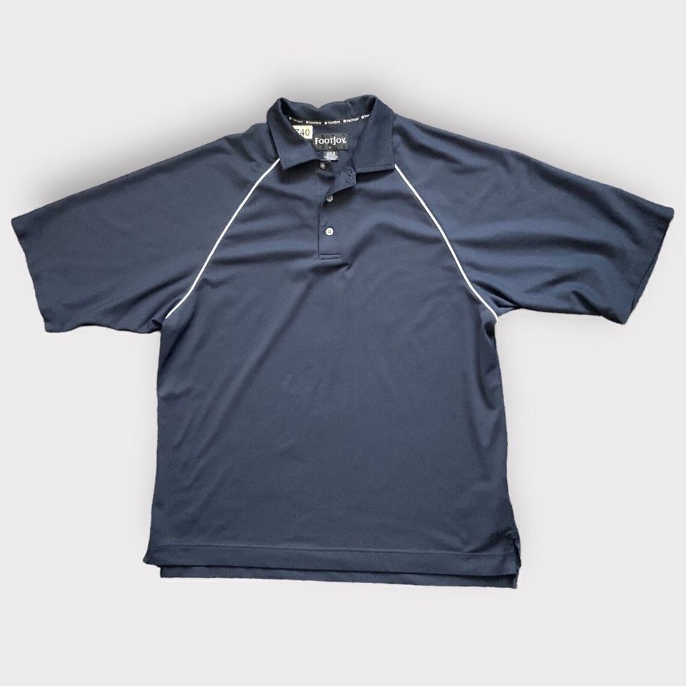 NWOT FootJoy FJ Men's Navy Blue Short Sleeve‎ Golf Polo Shirt Size L